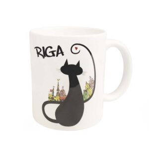 Krūze ar melnu kaķi un sirsniņu, rīga, 300 ml