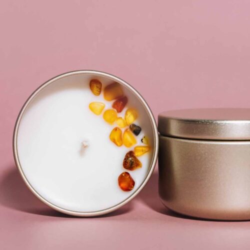 Sojas vaska svece ar dzintaru