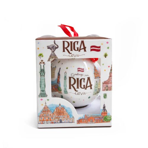 Eglīšu bumba ar vecrīgas dizainu