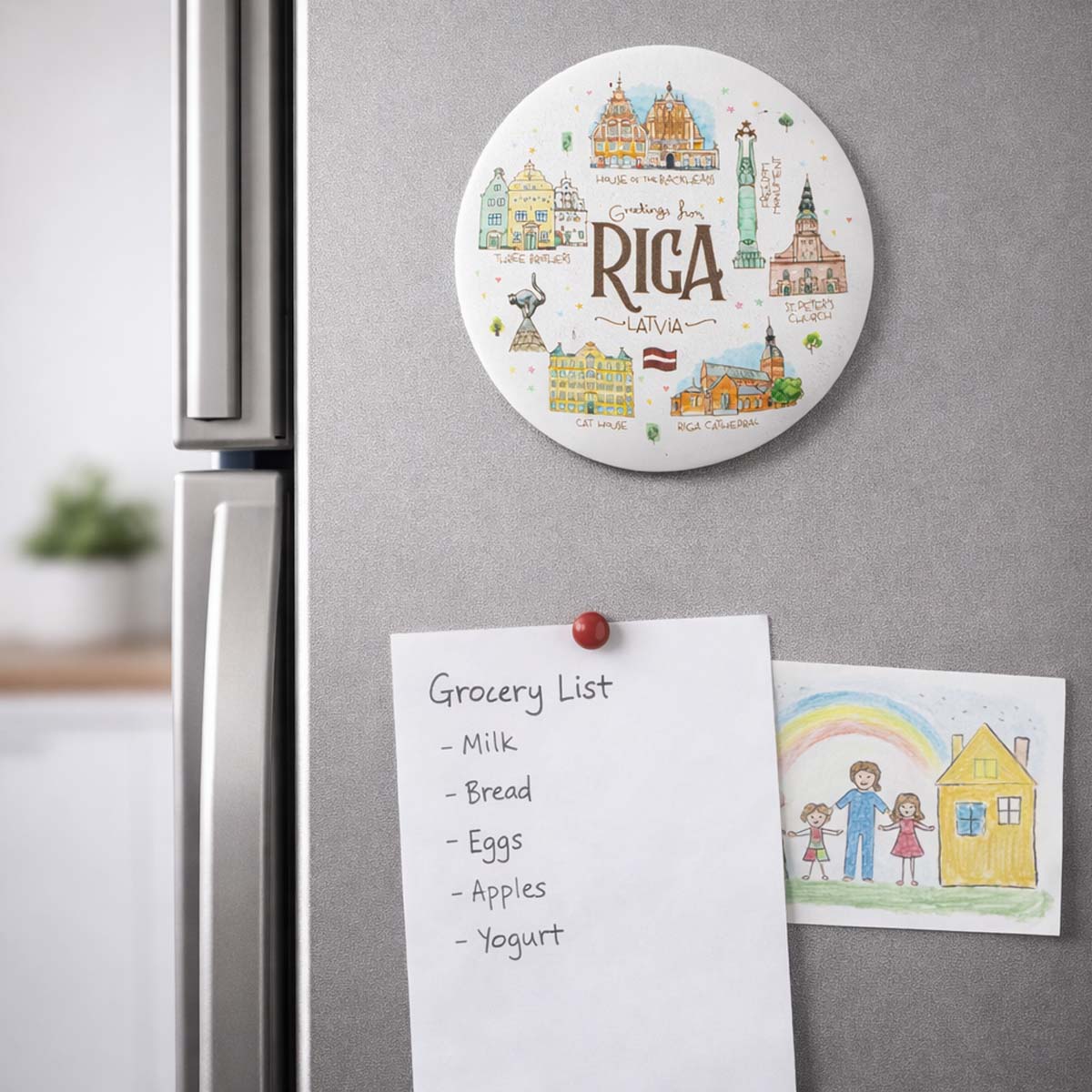 Metāla magnēts ar vecrīgas dizainu