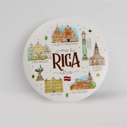 Metāla magnēts ar vecrīgas dizainu