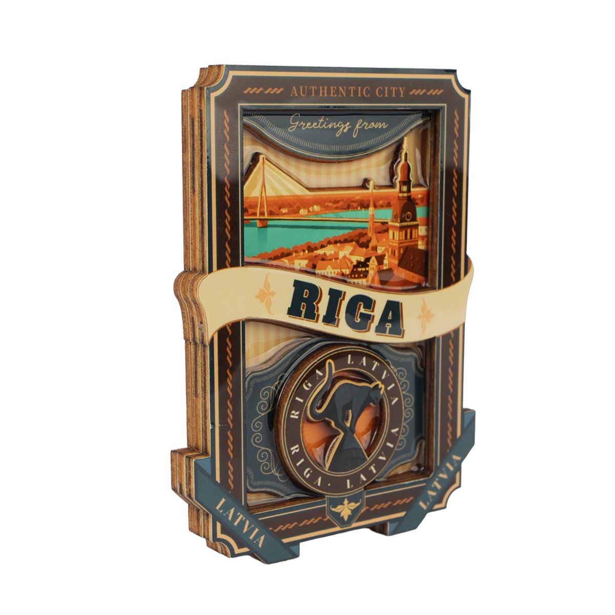 Koka magnēts, vecrīga, ⌀ 8 cm (copy)