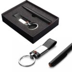 Soft-Touch Pildspalva un Atslēgu Piekariņš ar Dzintaru, Melni, Dāvanu Kastē