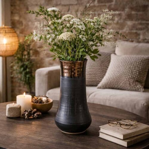 Keramikas vāze, melnbrūna, 27 x 13 cm