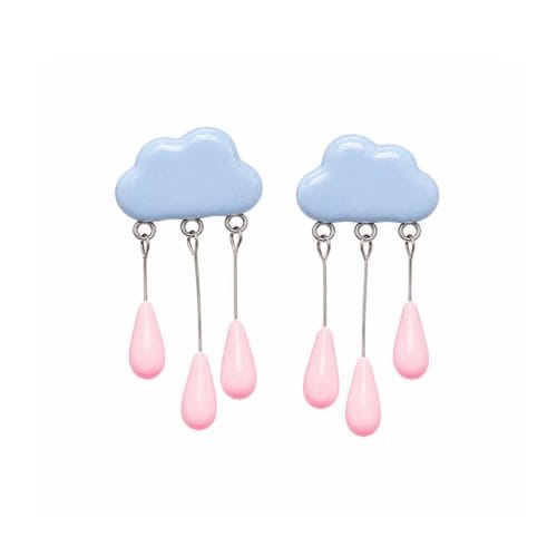 Mākonīša un lietus piliena auskari, zili un rozā
