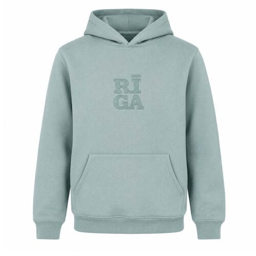 Dusty mint Riga Original hūdijs ar izšūtu RIGA uzrakstu