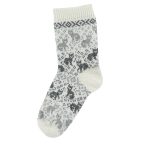Knitted Wool Socks with Cats, White