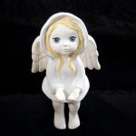 Ceramic Angel Figure, Sitting, 29 cm