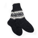 Knitted Wool Socks with Patterns, Black