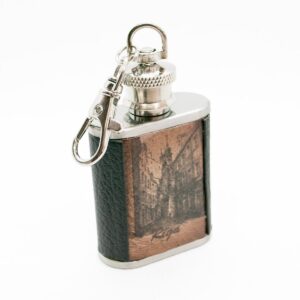 Stainless steel flask – keychain with leather wrapped cover, riga, old town