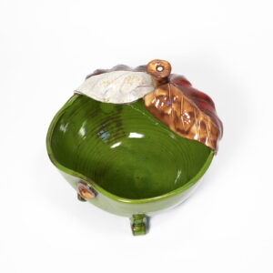 Ceramic bowl, apple shape, green, 15 cm