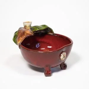 Ceramic bowl, apple shape, red, 12 cm