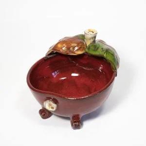 Ceramic bowl, apple shape, red, 12 cm