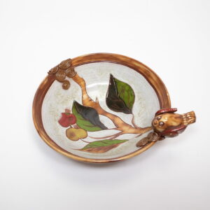 ceramic-bowl-bird-and-apple-branch-beige-top Ceramic bowl, bird and apple branch, beige, ⌀ 20 cm