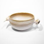 Ceramic Bowl with Horn Handles, Beige, ⌀ 19 cm