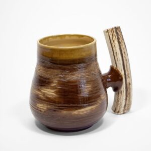 Ceramic mug with horn handle, brown, 1.2l