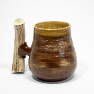 Ceramic mug with horn handle, brown, 1.2l