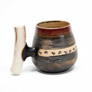 Ceramic mug with horn handle, metallic black, 1.2l