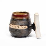 Ceramic Mug with Horn Handle, Metallic Black, 1.2L