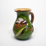 Ceramic Pitcher with Bird, Green, 1.3L