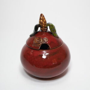 Ceramic sugar bowl with lid, apple shape, red, ⌀ 12 cm