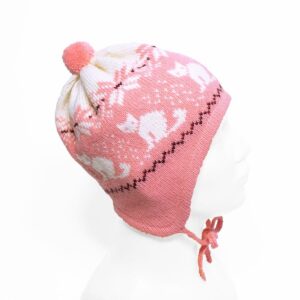 kids-knitted-wool-hat-with-kittens-pink-side Knitted wool hat for kids, pink with kittens