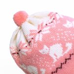 Knitted Wool Hat for Kids, Pink with Kittens
