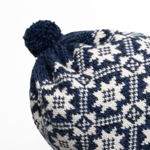 Knitted wool hat for kids, blue with morning star