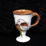 Tulip-shape Ceramic Mug with Bird, White, 240 ml