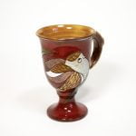 Tulip-shape Ceramic Mug with Bird, Red, 240 ml