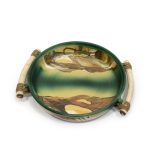 Ceramic Serving Plate with Wooden Handles, ⌀ 27 cm