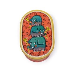 oval-leather-box-with-elephants-top-11244 Oval leather box with elephants, 12x8 cm