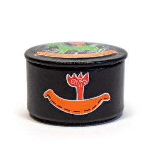 round-leather-box-with-rocking-horse-side-11242 Round leather box with rocking horse, ⌀ 6 cm