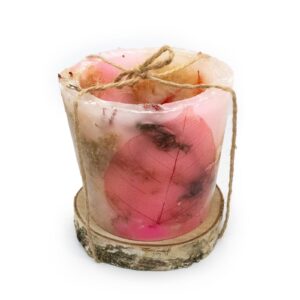 Candle wax lantern with floral decoration, big