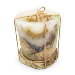 Candle wax lantern with floral decoration, big