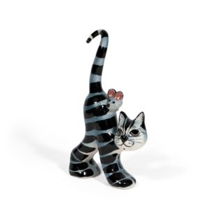 Ceramic cat and mouse figure, 16 cm