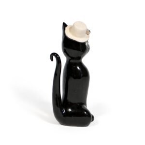 Ceramic cat with hat standing figure, 15 cm