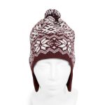 Knitted Hat with Ethnographic Symbols, Burgundy