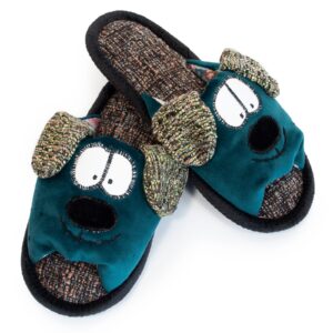 Soft slippers – dog, 34-36 - teal green