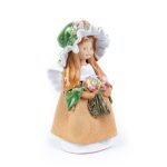 Ceramic Figure – Angel with Hat and Flowers, 14.5 cm