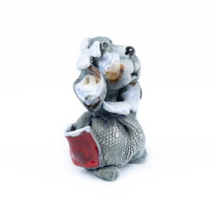 Ceramic figure - dog with collar and pockets, 10.5 cm