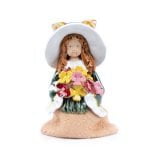 Ceramic Figure – Girl with Hat and Flowers, 21.5 cm