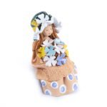 Ceramic Figure – Sitting Girl with Hat and Flowers, 17 cm