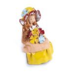 Ceramic Figure – Sitting Girl with Hat and Flowers, 17 cm