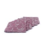 Linen Napkin Set with Floral Motif, Purple, 6 pcs
