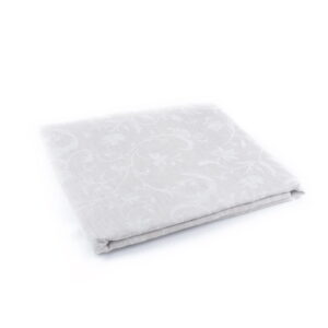 Linen tablecloth with floral motif, light grey, 147x200 cm