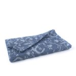 Linen Tablecloth with Floral Motif, Blue, 143x250 cm