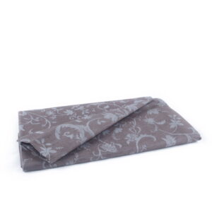 Waterproof linen tablecloth with floral motif, dark ash-brown,147x148 cm