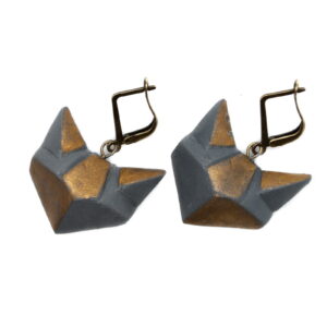 Leverback earrings – cats, two-tone, golden