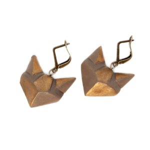 Leverback earrings – cats, two-tone, golden - mud brown